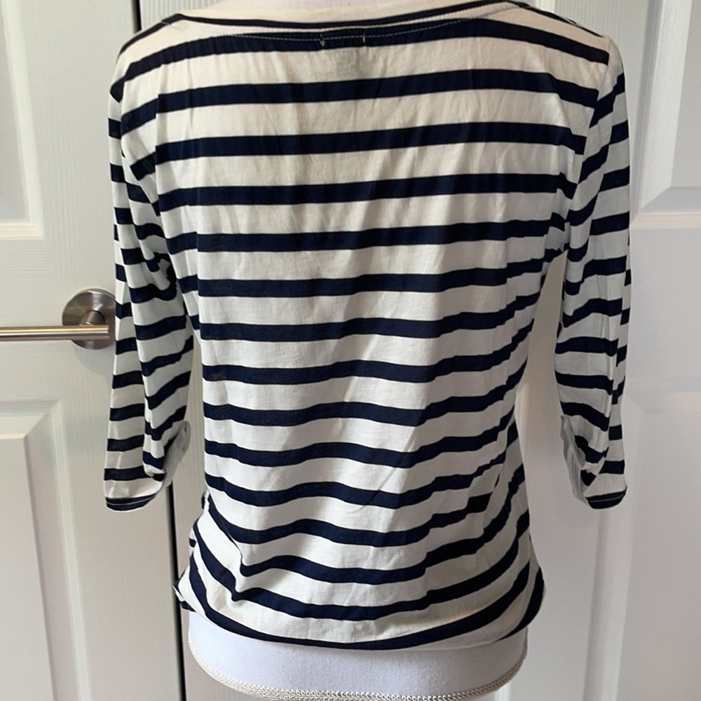 Striped long sleeve tee with a red anchor sz small - Picture 3 of 3